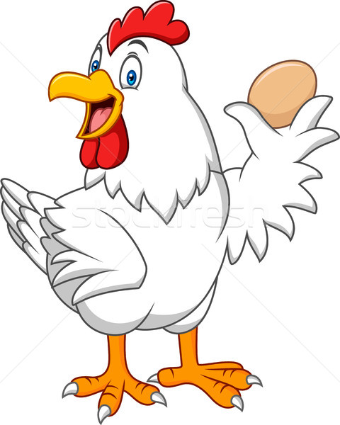 Engraçado desenho animado frango vermelho, galinha de pé e