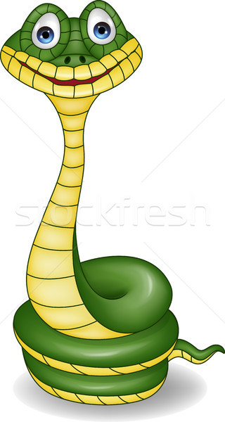 Foto stock: Engraçado · serpente · desenho · animado · feliz · diversão · boca
