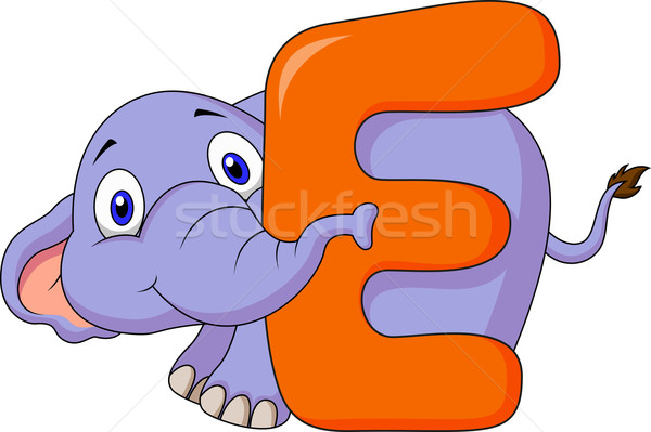 Alphabet E with elephant cartoon Stock photo © tigatelu