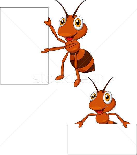Ant cartoon with blank sign Stock photo © tigatelu