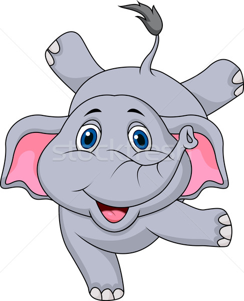 Sevimli fil karikatür ayakta el gülümseme Stok fotoğraf © tigatelu
