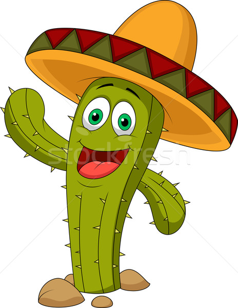 Cartoon Mexican cactus waving hand Stock photo © tigatelu