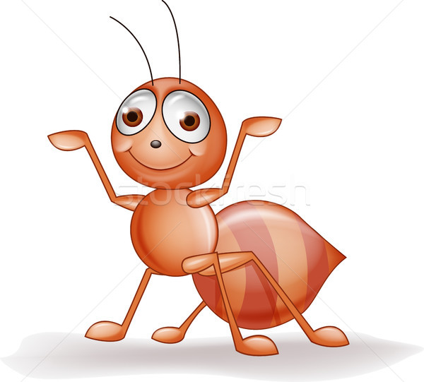 Funny ant cartoon waving Stock photo © tigatelu