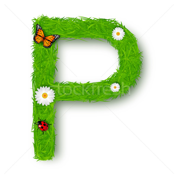 Grass Letter P on white background
 Stock photo © tigatelu
