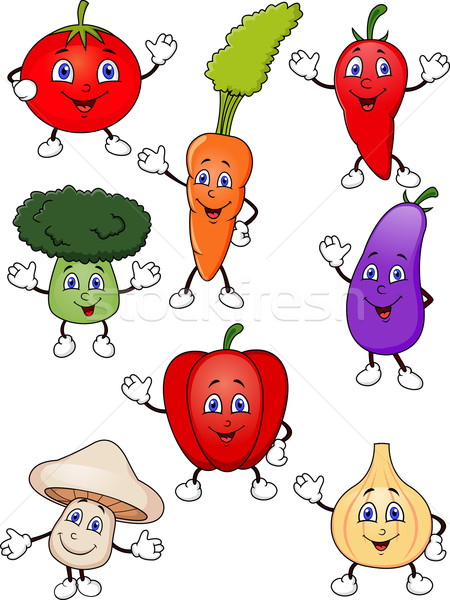 Sebze karikatür ayarlamak beyaz mutlu domates Stok fotoğraf © tigatelu