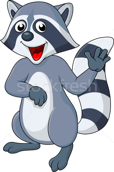 Raccoon cartoon waving hand Stock photo © tigatelu