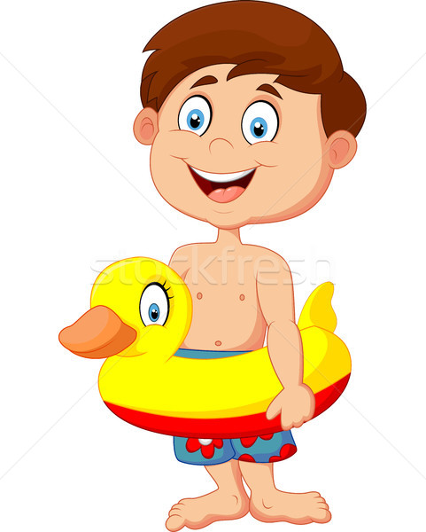 Cartoon kid with inflatable ring Stock photo © tigatelu