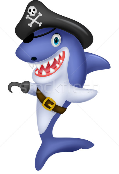 Shark pirate cartoon Stock photo © tigatelu