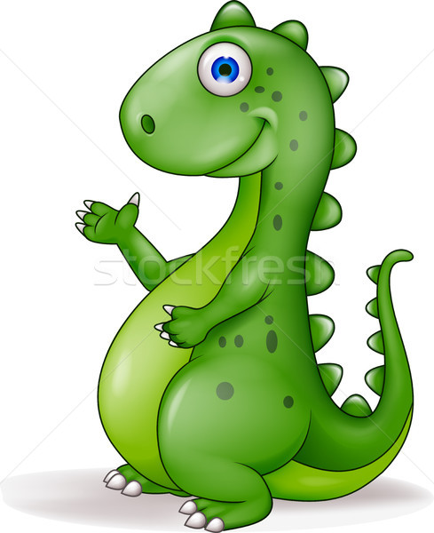 Desenho Animado De Dinossauro Verde Ilustração Stock - Ilustração de  fofofo, dentes: 240547493