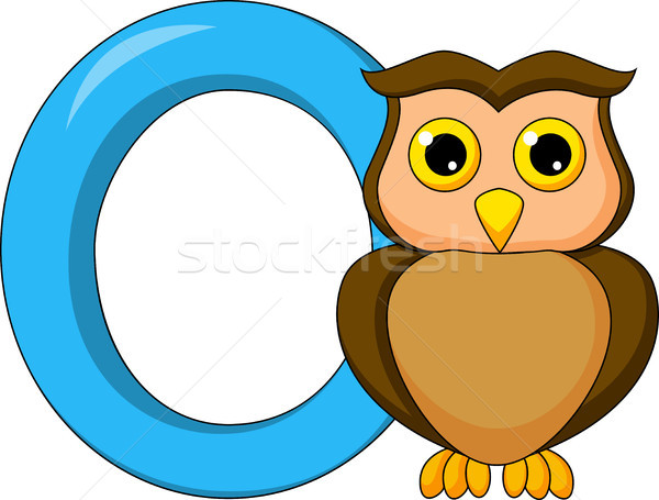 Alphabet O with owl cartoon Stock photo © tigatelu