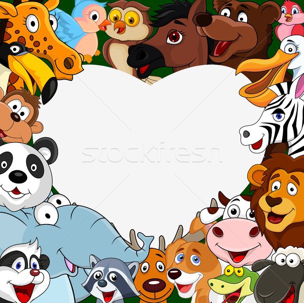 Animal cartoon with heart shape Stock photo © tigatelu