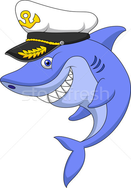 Cute shark captain cartoon Stock photo © tigatelu