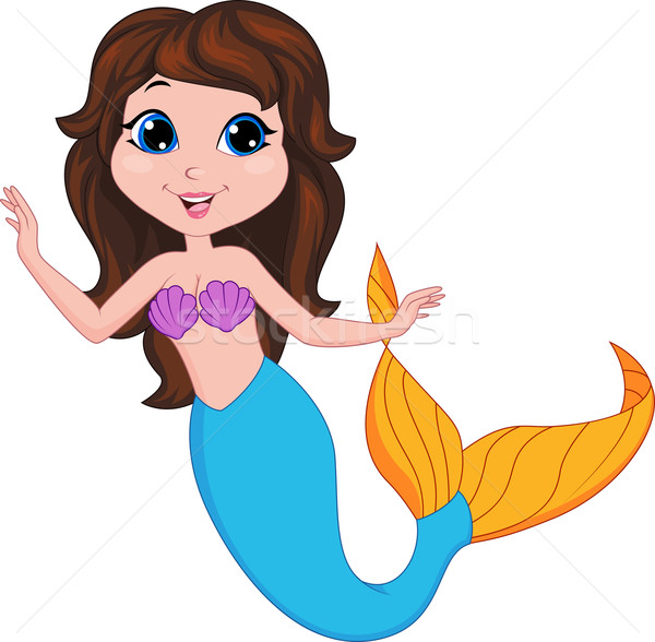 Drăguţ sirena desen animat peşte fericit distracţie Imagine de stoc © tigatelu