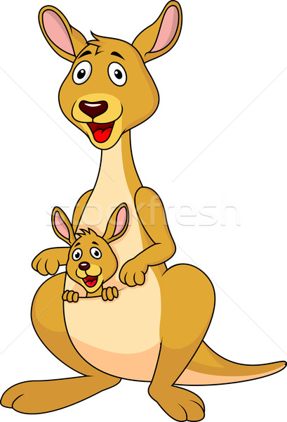 Сток-фото: кенгуру · Cartoon · иллюстрация · ребенка · счастливым · природы