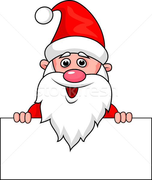 Santa cartoon with blank sign Stock photo © tigatelu