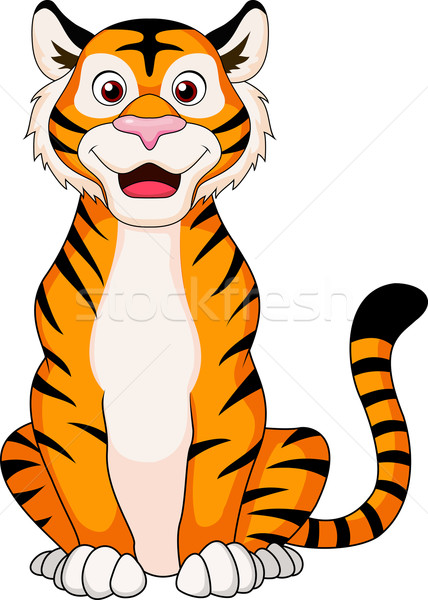 Lächelnd Tiger Karikatur Kind Katze Hintergrund Stock foto © tigatelu