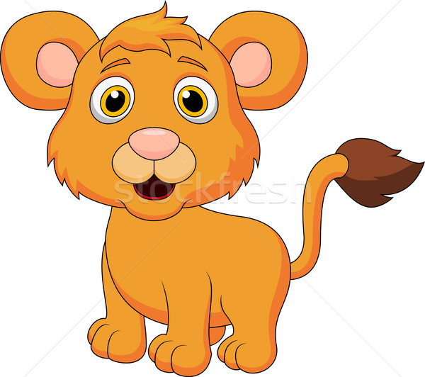 Cute Baby Löwen Karikatur isoliert weiß Stock foto © tigatelu