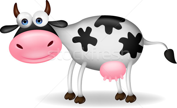 Kuh Karikatur Essen Lächeln Spaß Milch Stock foto © tigatelu