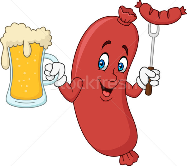 Cartoon hotdog drinking beer Stock photo © tigatelu