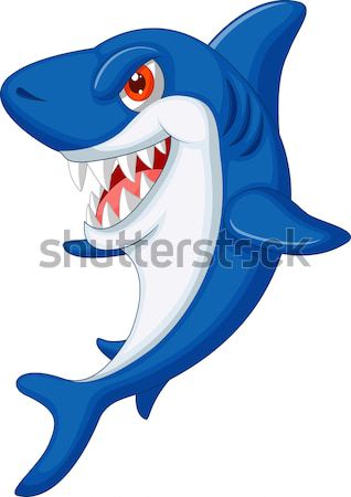 Cartoon funny tiburón posando sonrisa peces Foto stock © tigatelu