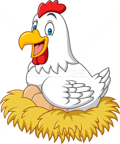 Cartoon hen in nest with egg Stock photo © tigatelu