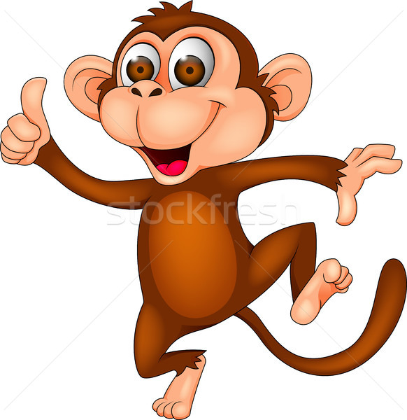 Funny Dancing Monkey Cartoon Vector Illustration Teguh