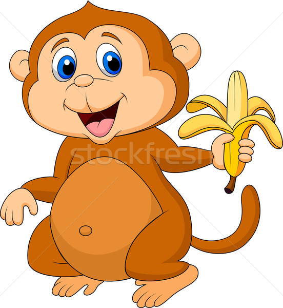 Cute monkey eating banana Stock photo © tigatelu