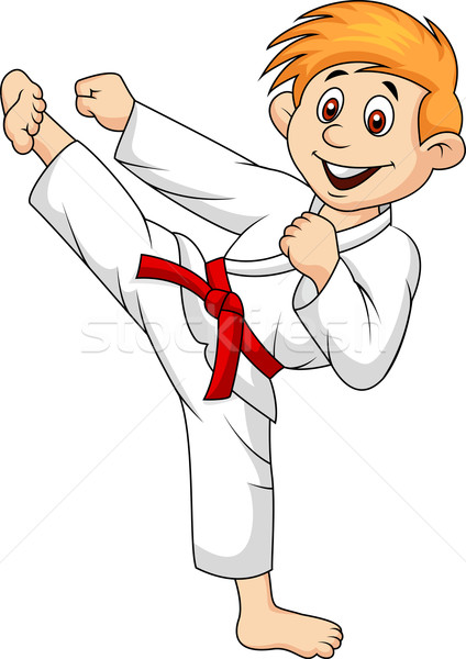 Foto stock: Nino · jugando · karate · nina · sonrisa · deporte