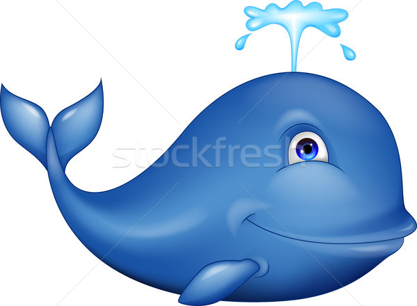 Niebieski wielorybów cartoon wody ocean funny Zdjęcia stock © tigatelu