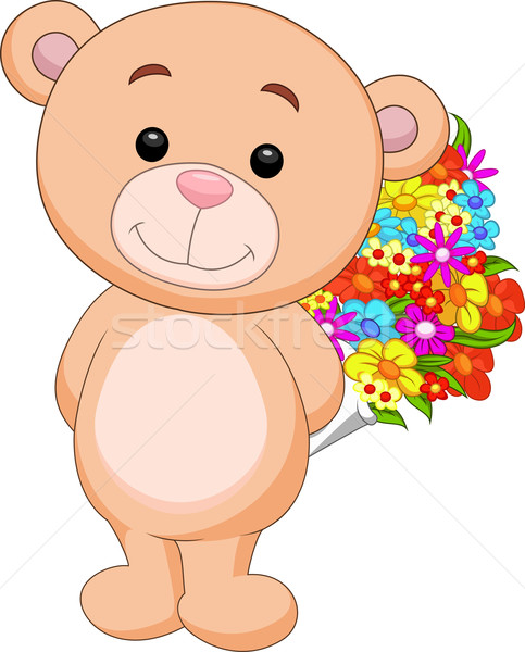 Bear cartoon with flowers Stock photo © tigatelu