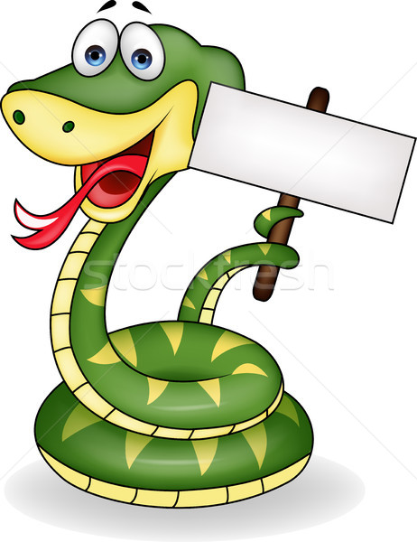 Vert serpent cartoon oeil heureux [[stock_photo]] © tigatelu