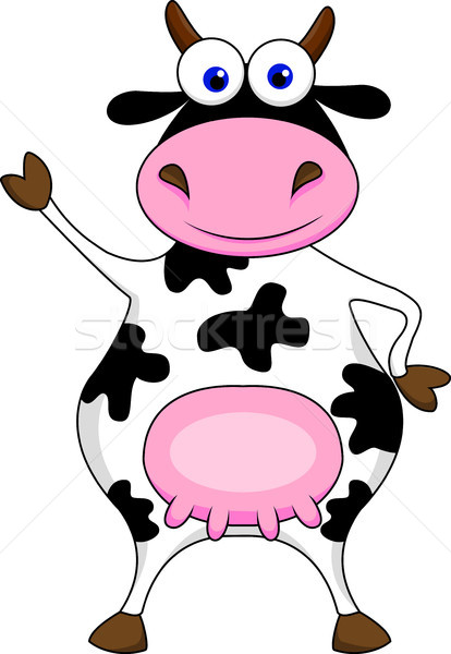 Funny cow cartoon waving Stock photo © tigatelu