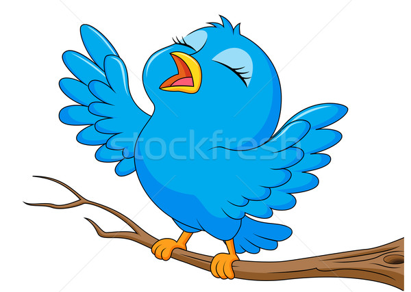 Kék madár énekel faág mosoly természet Stock fotó © tigatelu