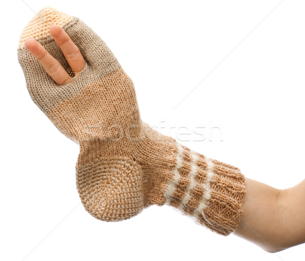 Zokni lyuk kézzel készített izolált fehér háttér Stock fotó © timbrk