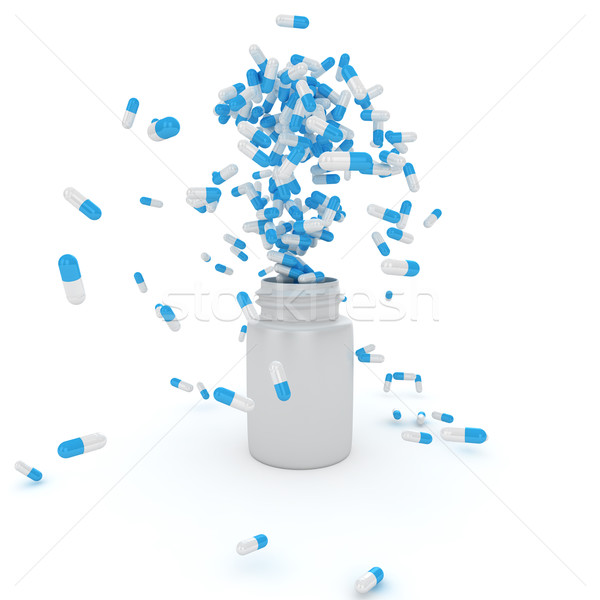 Explosion pilules bleu médicaux plastique pilule [[stock_photo]] © timbrk