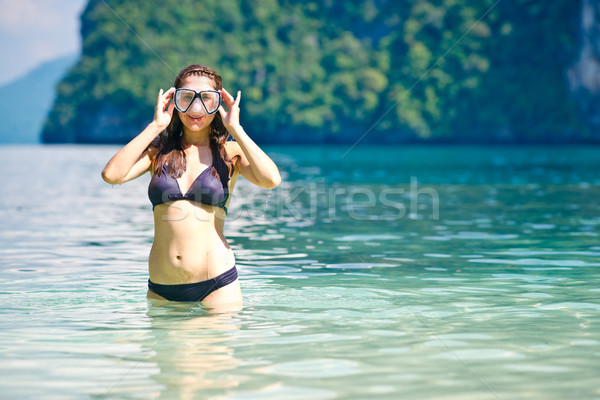 Woman with swimming mask Stock photo © timbrk