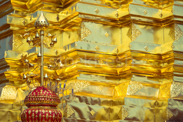 Fragment golden Wand buddhistisch Tempel Design Stock foto © timbrk