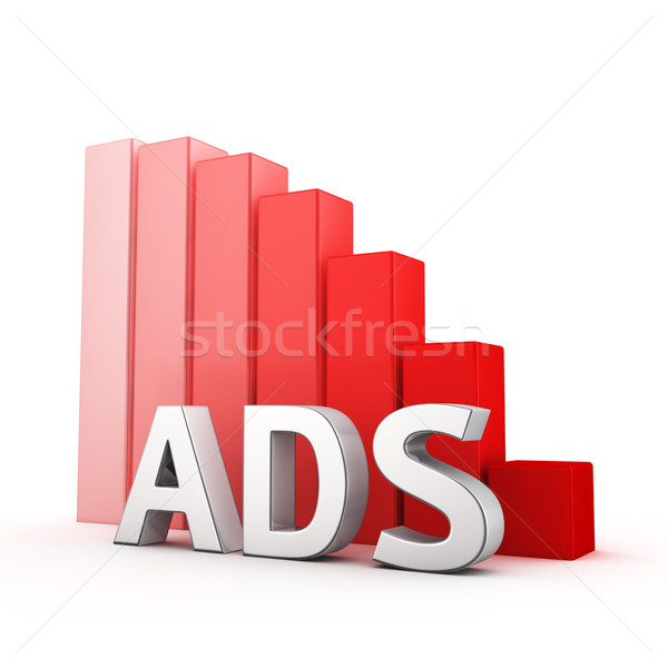 Csökkentés reklámok mozog lefelé piros oszlopdiagram Stock fotó © timbrk