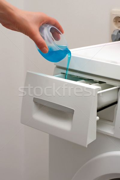 墊圈 洗滌劑 洗衣機 技術 藍色 顏色 商業照片 © timbrk