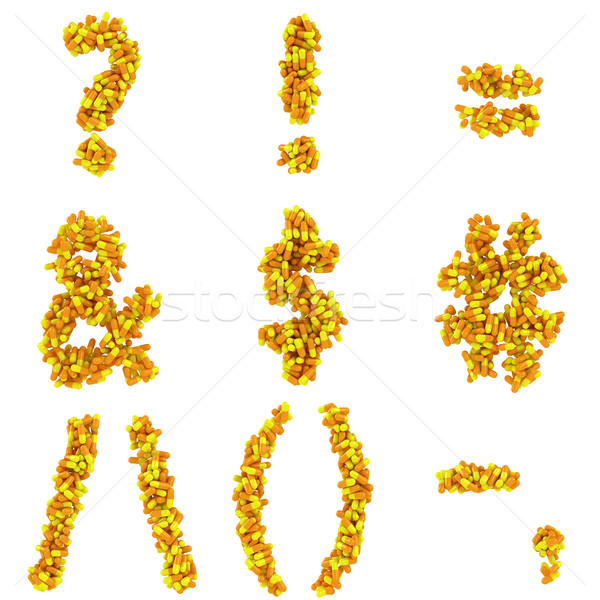 Symbole Satzzeichen Zeichen medizinischen Kapseln orange Stock foto © timbrk