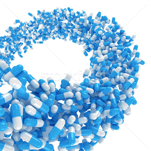 Kapseln Schleife blau medizinischen isoliert weiß Stock foto © timbrk