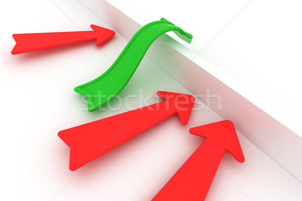 Obstacles vert flèche rouge arrêter Photo stock © timbrk