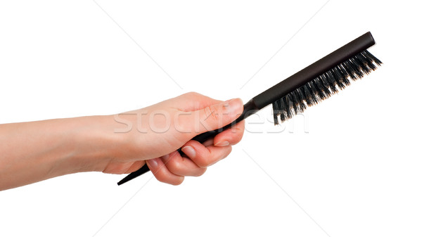 Cepillo para el pelo cerda aislado blanco mano pelo Foto stock © timbrk