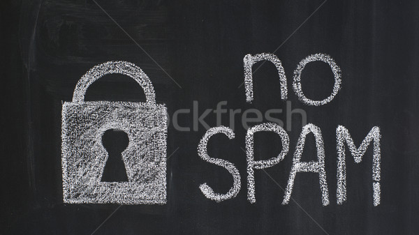 Spam szöveg nem lakat rajzolt iskolatábla Stock fotó © timbrk