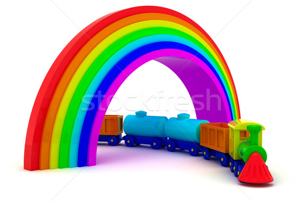Train under rainbow Stock photo © timbrk