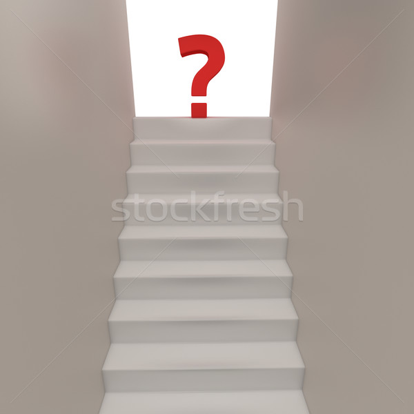 Problémamegoldás piros kérdőjel felső lépcsőház fehér Stock fotó © timbrk