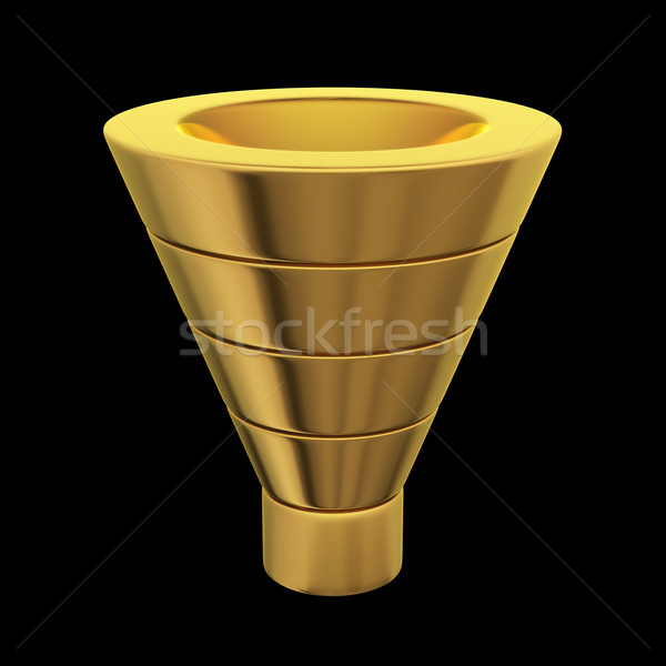 Gold funnel on black Stock photo © timbrk