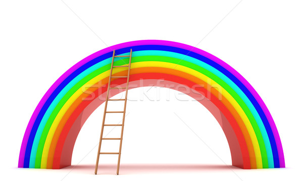 Foto d'archivio: Scala · Rainbow · 3D · isolato · bianco · grafica