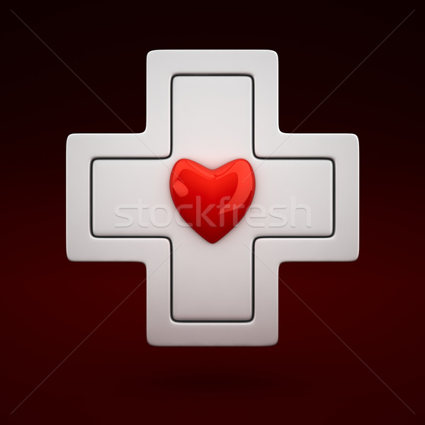 Coeur médicaux blanche croix rouge [[stock_photo]] © timbrk