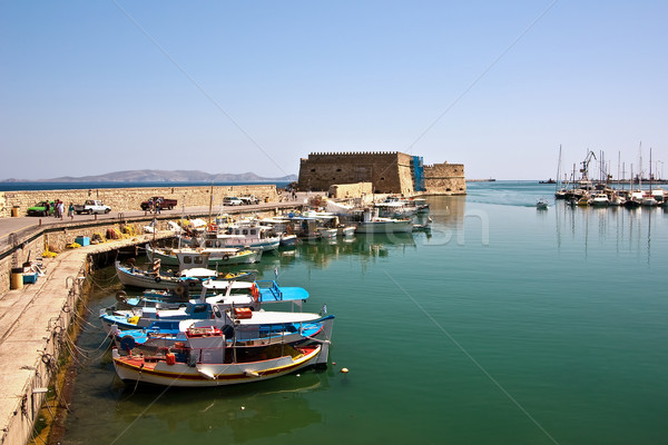 Festung Griechenland Himmel Boot Schiff Stock foto © timbrk